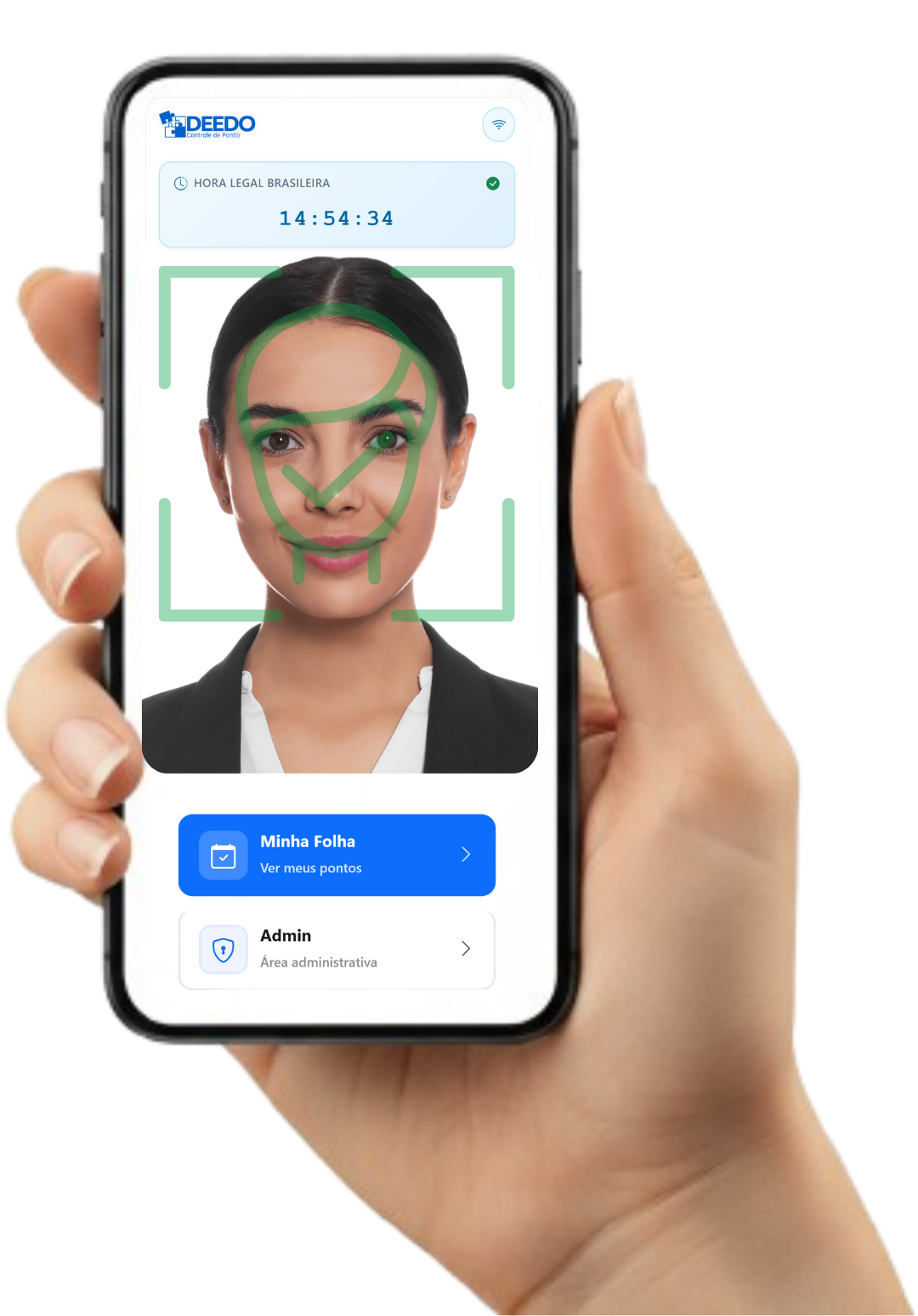 Tela do aplicativo DEEDO Ponto com registro de jornada